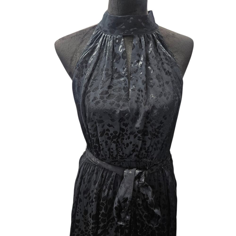 New By Anthropologie Halter Neck Mini Dress Medium Black Leopard Print
